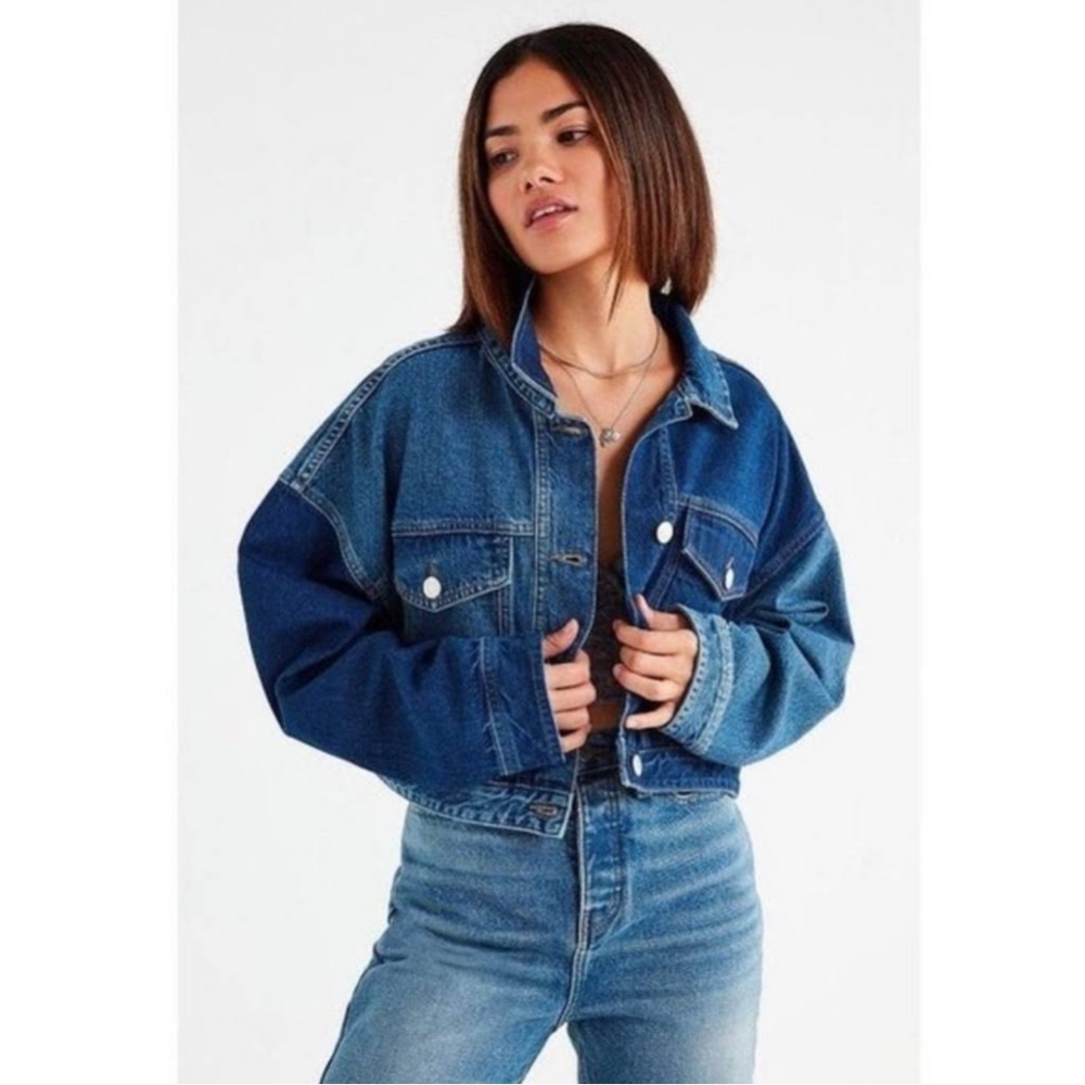 BDG UO Urban Outfitters Color Block Two-Toned Cropped Jean Denim Jacket Small